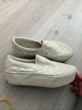 Vans Slip-On Checkerboard Platform Sneakers - Off-White